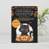 大人向けの可愛い黒猫ハロウィンパーティー招待状 招待状 (スタンド正面)