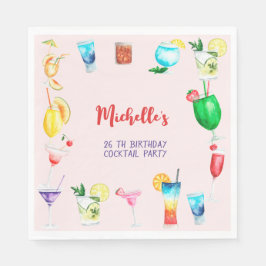 大人向けの水彩カクテル誕生日パーティー スタンダードランチョンナプキン
