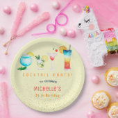 大人向けの水彩カクテル誕生日パーティー ペーパープレート (パーティー)