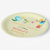 大人向けの水彩カクテル誕生日パーティー ペーパープレート (アングル)