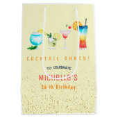 大人向けの水彩カクテル誕生日パーティー ミディアムペーパーバッグ (裏面)