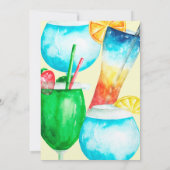 大人向けの水彩カクテル誕生日パーティー 招待状 (裏面)