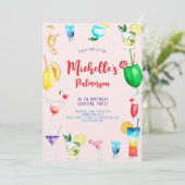 大人向けの水彩カクテル誕生日パーティー 招待状 (スタンド正面)