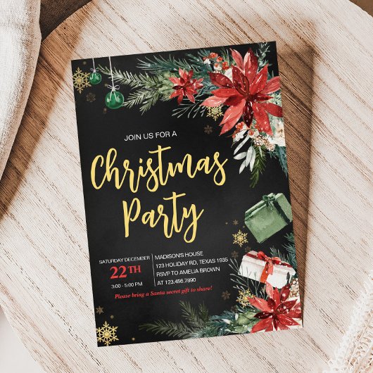 大人向けの洗練されたモダンな会社のクリスマスパーティー 招待状