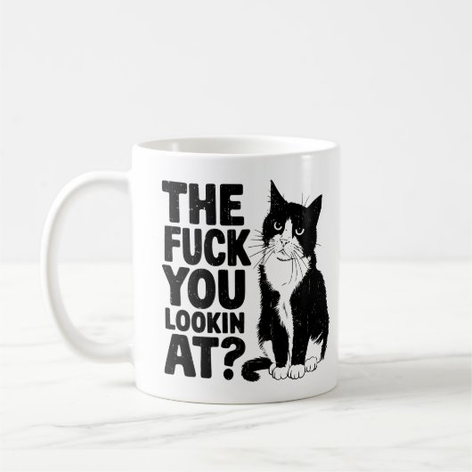 大人向けの面白い猫の引用句入りコーヒーマグ コーヒーマグカップ (左)
