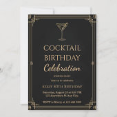 大人向けカクテルパーティーの誕生日 招待状 (正面)