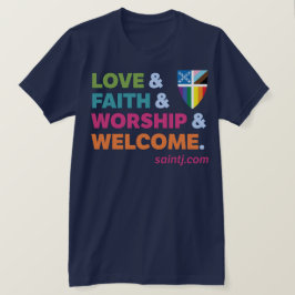 大人向けカラフル ウェルカム プライド + 聖公会プライド シールド Tシャツ