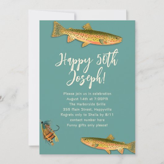 大人向けマスキー釣りテーマパーティー招待状 招待状 (正面)