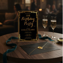 大人向けモダンな誕生日パーティーの招待状