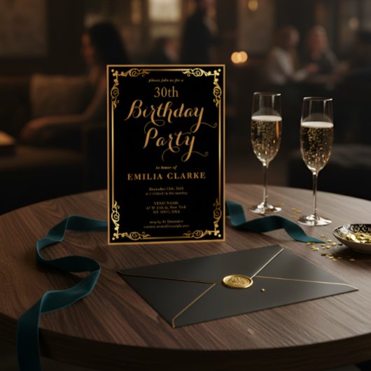 大人向けモダンな誕生日パーティーの招待状 招待状