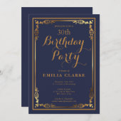 大人向けモダンな誕生日パーティーの招待状 招待状 (正面/裏面)