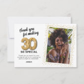 大人向けモダンな30歳の誕生日フォト サンキューカード (正面)