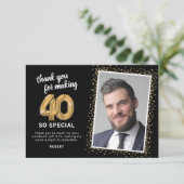 大人向けモダンな40歳の誕生日フォト サンキューカード (スタンド正面)