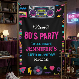 大人向けモダン・レトロ・ネオン80'sバースデーパーティー 横断幕