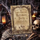 大人向けヴィンテージゴシック・スカルハロウィンパーティー 招待状