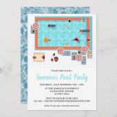 大人向け夏のプールパーティー 招待状 (正面/裏面)