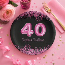 大人女子のブラックとピンクのラメ40歳の誕生日パーティー