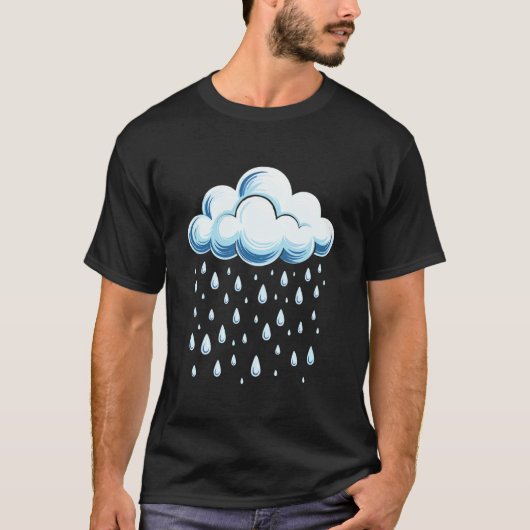 大人子供男女のための白い雲雨滴シャツ Tシャツ (正面)