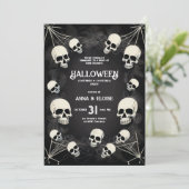 大人用ドクロクモの巣QRコード ハロウィンパーティー 招待状 (スタンド正面)