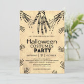 大人用ヴィンテージ ゴシック 骨 ハロウィンコスチューム パーティー 招待状 (スタンド正面)