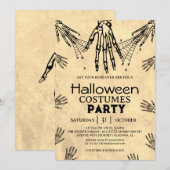 大人用ヴィンテージ ゴシック 骨 ハロウィンコスチューム パーティー 招待状 (正面/裏面)