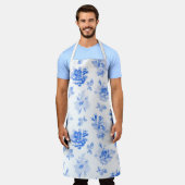 大人用大エプロン(デルフトブルーのバラ) エプロン (着用した状態)