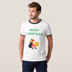大人用XLサイズ クリスマスの願い事 プリント リンガー 可愛い Tシャツ