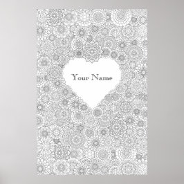 大人着色パーソナライズされたハートポスター（大） ポスター