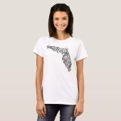 大人着色フロリダラインアートマンダラマップ Tシャツ (正面フル)