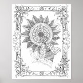 大人着色ポスター「ひまわりアートとビー」 ポスター (正面)