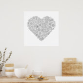 大人着色花ハートポスター（中） ポスター (キッチン)