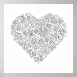 大人着色花ハートポスター（中） ポスター