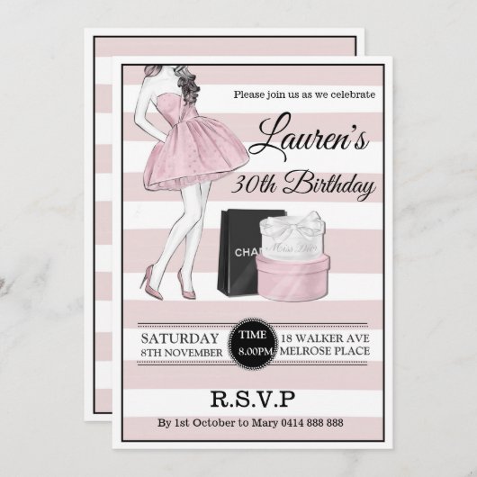 大人第30回シャンパン·バースデー·パーティー 招待状 (正面/裏面)