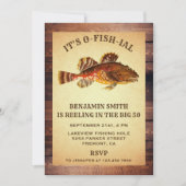 大人素朴魚釣り誕生日パーティーへの招待 招待状 (正面)