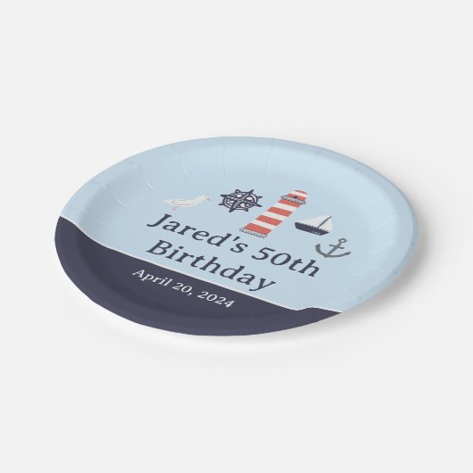 大人航海のまたは子供のための誕生日プレート ペーパープレート (アングル)