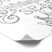 大人色彩色絵柄タコ海アート ポスター (角)