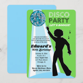 大人誕生日ディスコパーティの招待状ライムグリーン 招待状