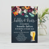 大人誕生日バブル&ブリュウズワインフラワーブルー 招待状 (スタンド正面)