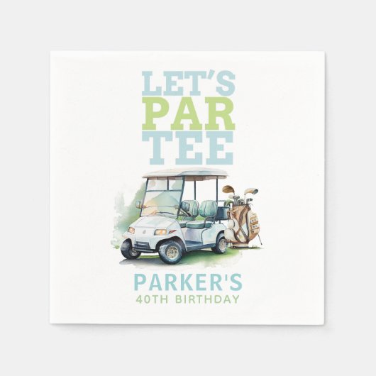 大人誕生日パルティーゴパーソナライズされたルフ スタンダードカクテルナプキン (正面)