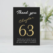 大人誕生日ブラック金ゴールド任意の年齢 サンキューカード (スタンド正面)