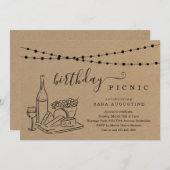 大人誕生日ワインピクニックパーティの招待状 招待状 (正面/裏面)