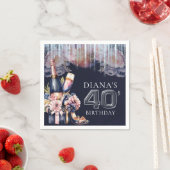 大人誕生日40thパーソナライズされたシャンパンヒール スタンダードカクテルナプキン (インサイチュ)