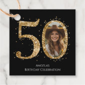 大人金ゴールドグリッター50番目の誕生日写真 フェイバータグ (正面)