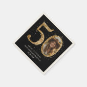 大人金ゴールドグリッター50番目の誕生日撮影日 スタンダードカクテルナプキン (角)