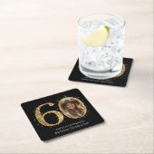 大人金ゴールドグリッター60番目の誕生日写真 スクエアペーパーコースター (インサイチュ)