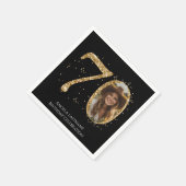 大人金ゴールドグリッター70番目の誕生日写真 スタンダードカクテルナプキン (角)