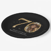 大人金ゴールドグリッター70番目の誕生日写真 ペーパープレート (アングル)