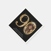 大人金ゴールドグリッター90番目の誕生日写真 スタンダードカクテルナプキン (角)