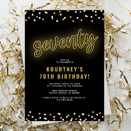 大人金ゴールドネオン70歳の誕生日パーティー 招待状