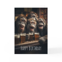 大人飲のパブでビールを飲むサルおもしろいたち